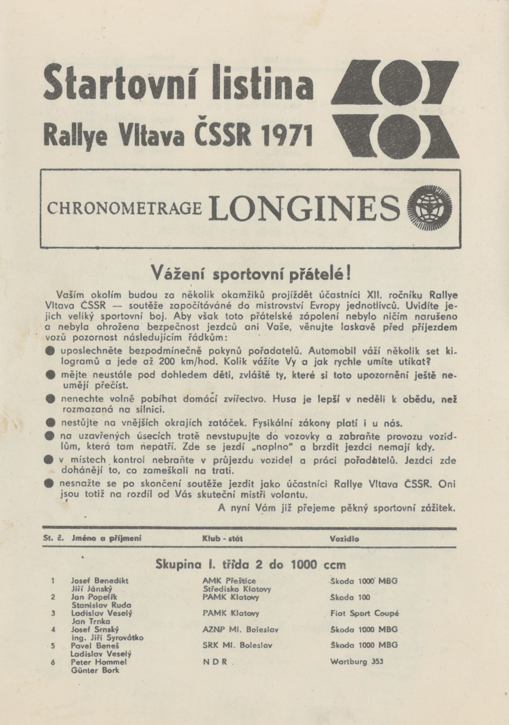 Rallye Vltava 1971